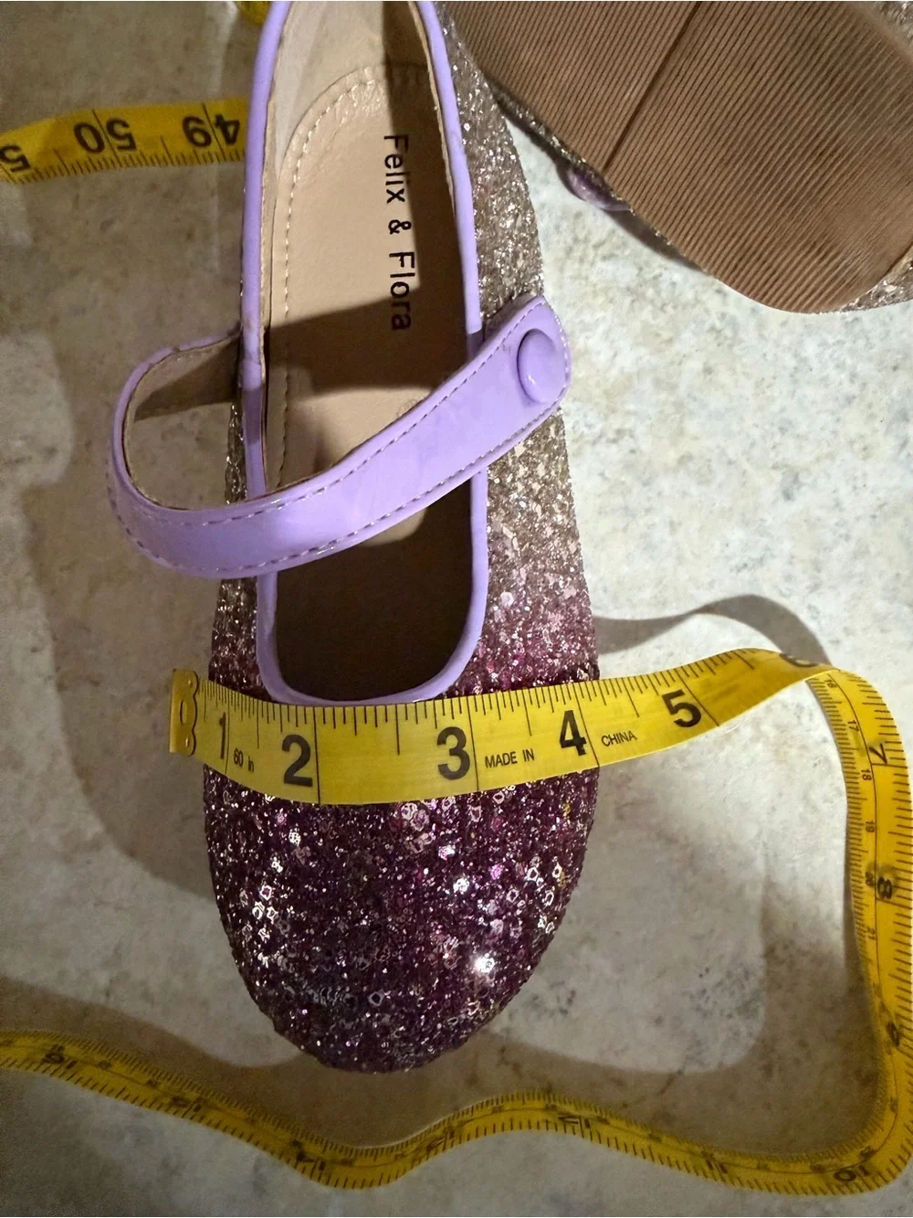 Felix & Flora Girls Pink Purple Glitter Mary Jane Dress Shoes Sz 12 Approx